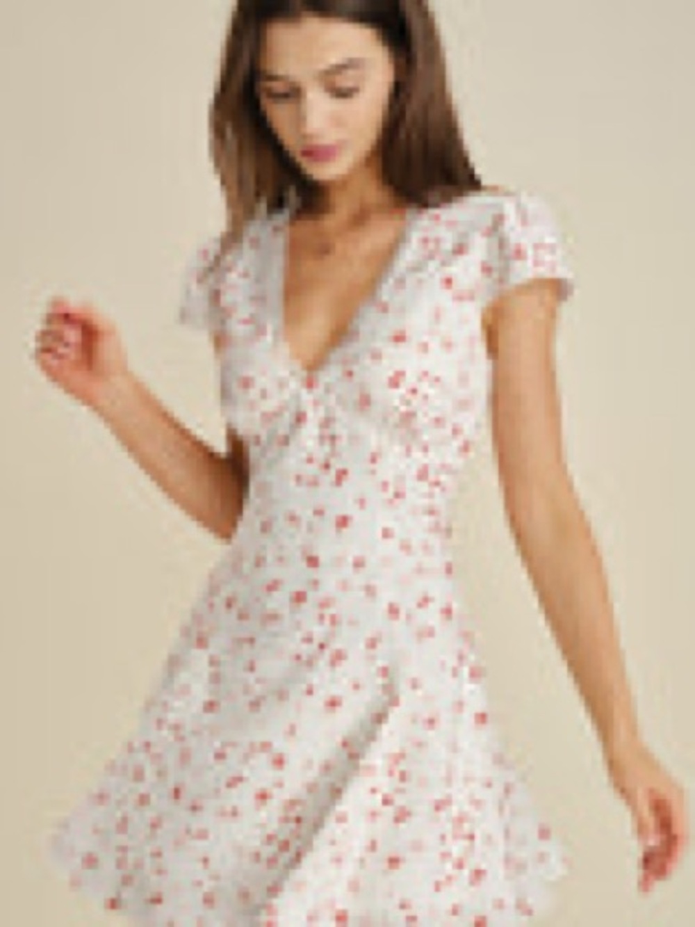 RIHOAS White Mini Dress with Red Floral Print